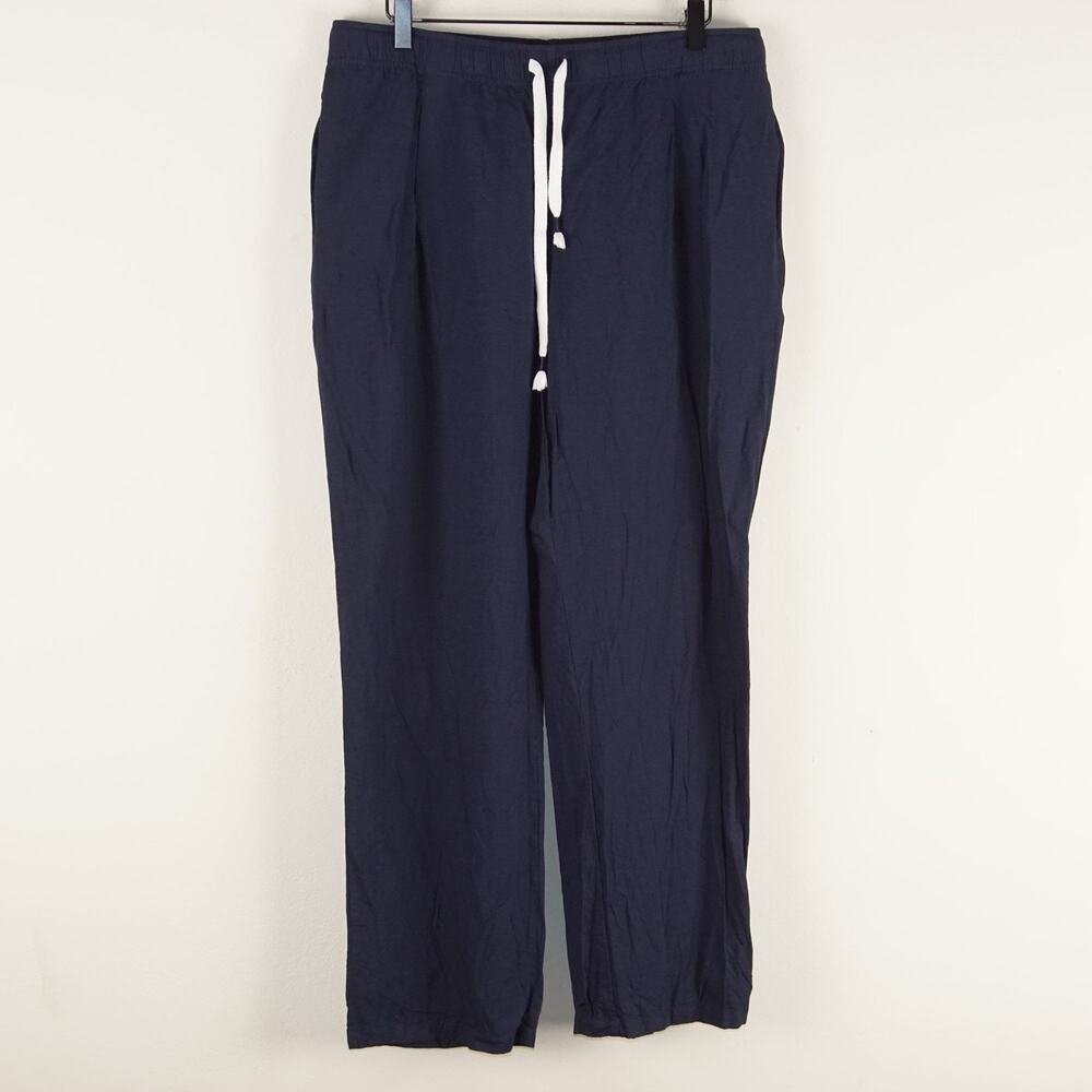 Unilqo Linen Blend Navy Blue Easy Pants Womens Sz XL